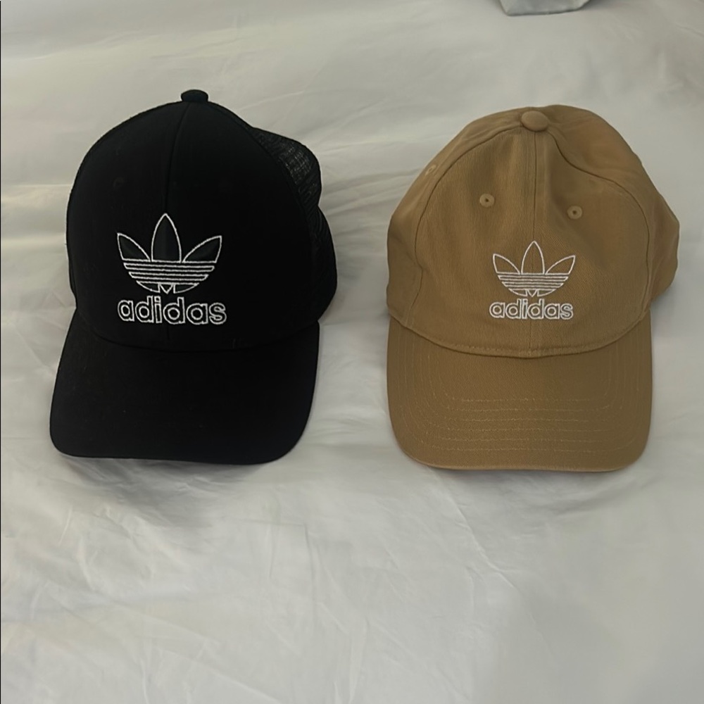Adidas Black and Tan Caps with Logo